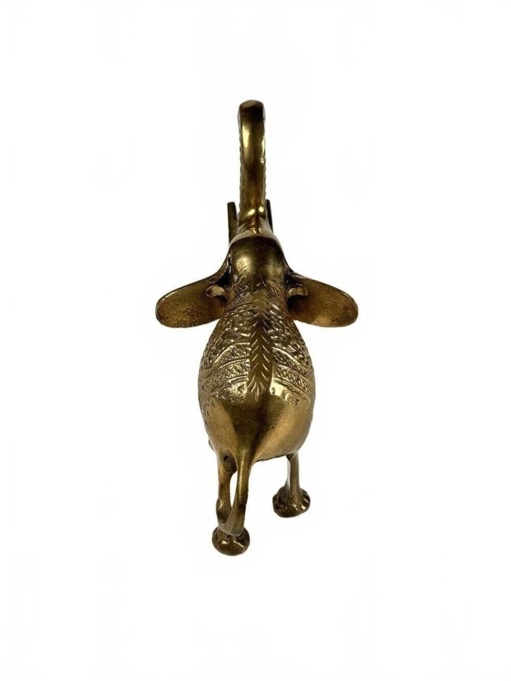 Small 5 inches Vintage Indian Brass Elephant Figurine Engraved Art - Picture 5 of 7